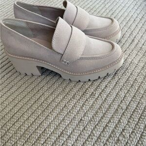 Dolce Vita Chunky Suede Loafers in Light Taupe